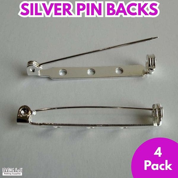 Pin Back Silver 1Inch - 4pk